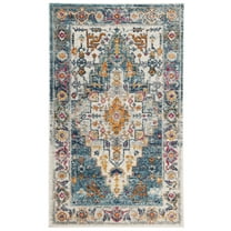 SAFAVIEH Madison Blaire Floral Bordered Area Rug, Turquoise/Ivory, 3' x 5'