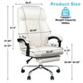 thumbnail image 3 of Hoffree Executive Office Chair Big and Tall Office Chair with Footrest Reclining Leather Chair High Back Ergonomic Computer Desk Chair with Lumbar Back Support for Home Office 500lbs, Beige, 3 of 8