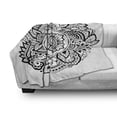 thumbnail image 2 of Floral Soft Flannel Fleece Throw Blanket, Detailed and Oriental Floral Motifs and Paisley Like Details, Cozy Plush for Indoor and Outdoor Use, 60" x 80", Charcoal Grey and White, by Ambesonne, 2 of 5