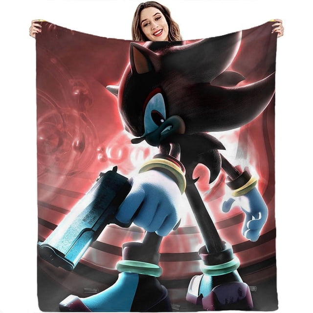 Sonic Flannel Blanket, Cartoon Blanket, Super Soft Blanket, 3D Printing, Suitable For Sofa Living Room-QIUPING