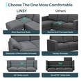 LINSY HOME 82" Reversible Sectional Sofa Couch, 3 Seater L -Shaped Sofa with Movable Ottoman for Living Room, Dark Gray