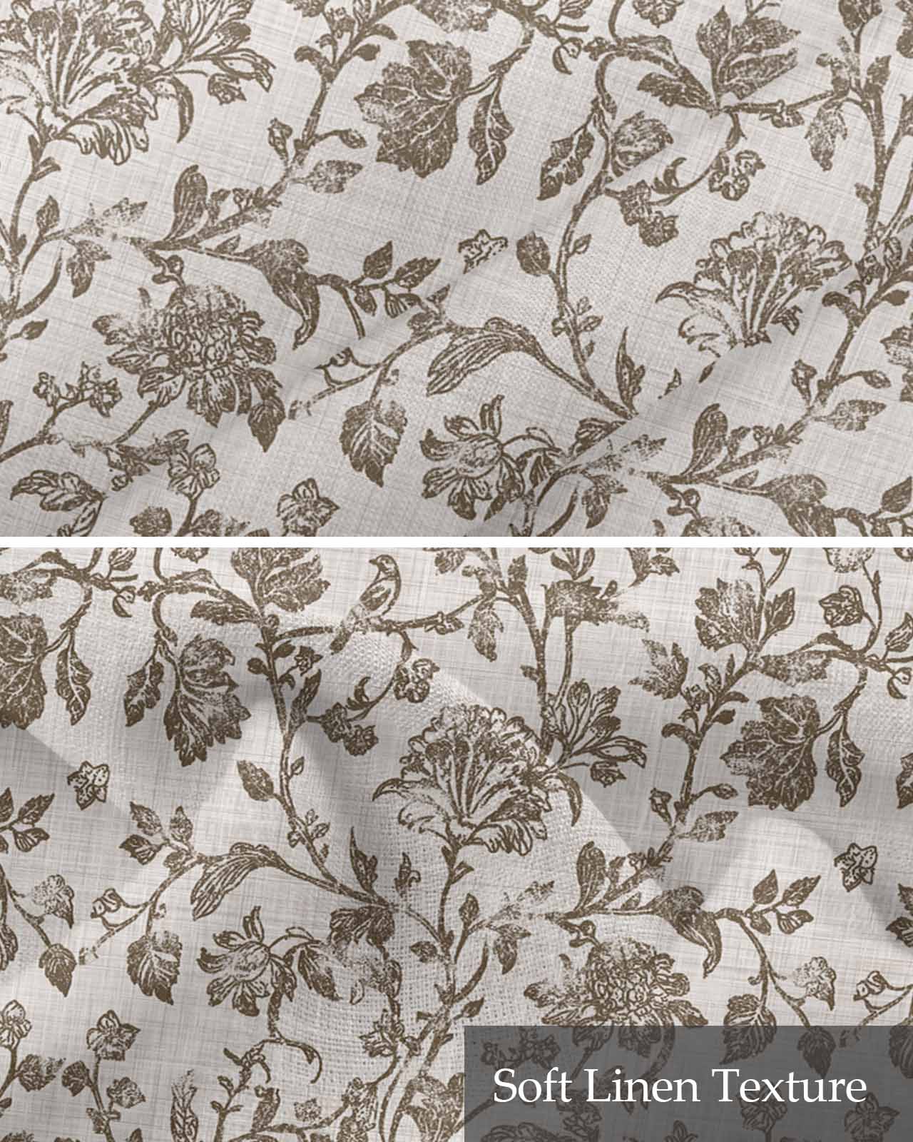 Farmhouse Brown Kitchen Valances for Windows Farmhouse Linen Window Valance Curtain for Living Room Window Treatment Vintage Flower Leaf Botanical Plant Valance Rod Pocket Topper Drape, 42 x 18 Inch