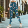 thumbnail image 4 of Renewold Axolotl Jellyfish Fish Teal Womens Yoga Leggings with Pockets Workout Leggings Full Length High Waisted Running Pants Non See-Through Athletic Tights Printed Tights, M, 4 of 8