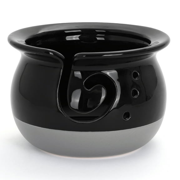 Milltown Merchants Ceramic Yarn Bowl - Yarn Holder - Knitting Accessories (Black)
