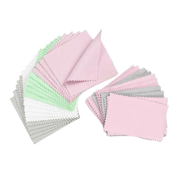 50 servilletas de tela cuadradas ligeras de 8 x 8 cm para limpiar y pulir joyas color mezclado