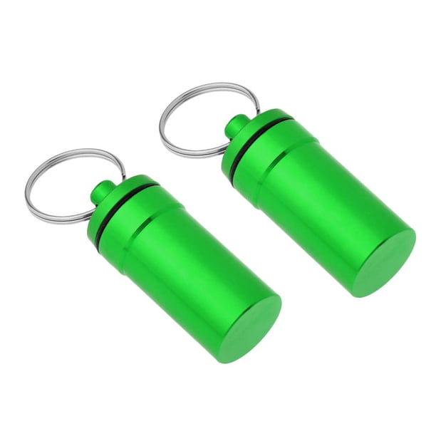 Colgante de cápsula de píldora que se puede abrir para collar, llavero, caja de botella de aluminio, 2 uds. Verde kusrkot Botella impermeable portátil