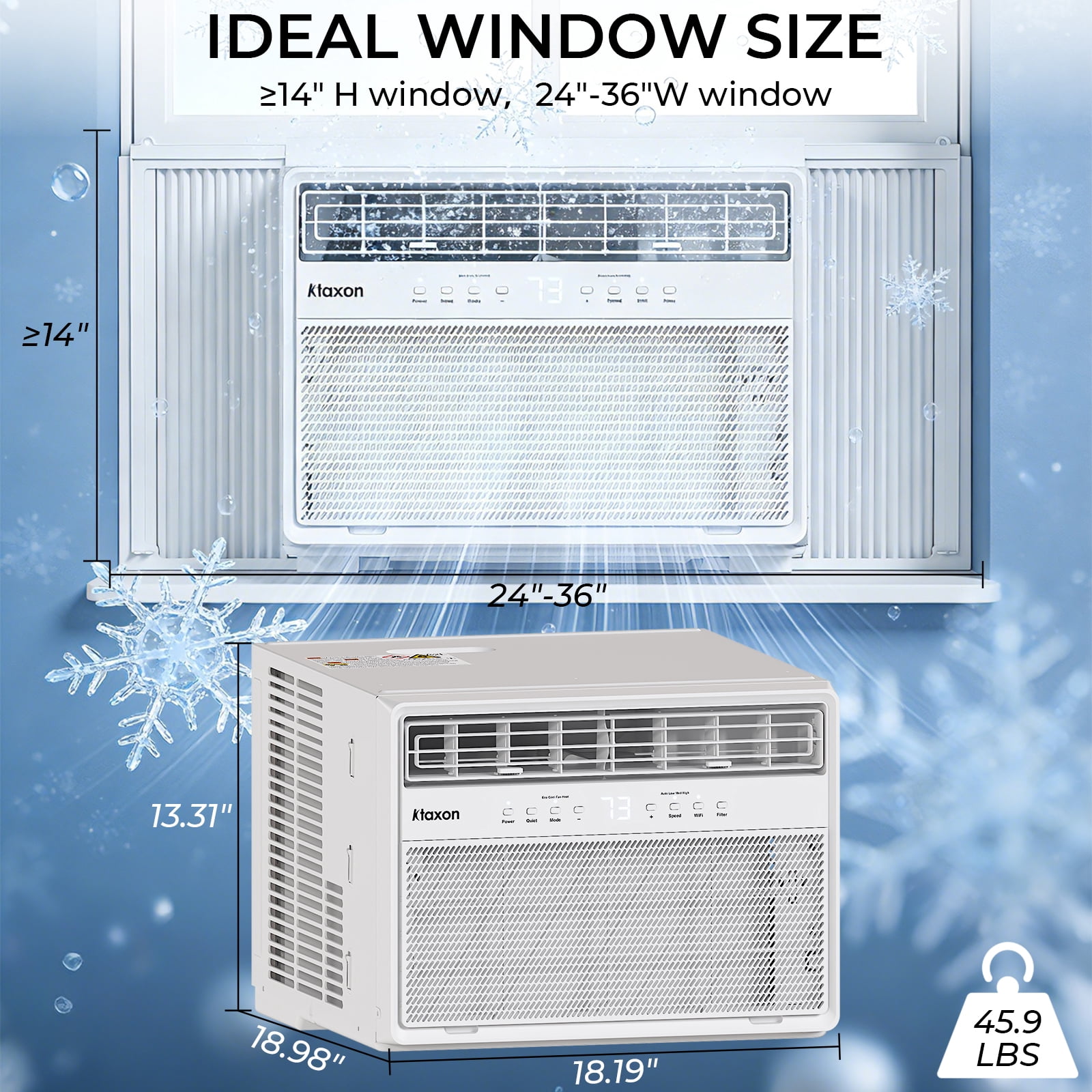 Ktaxon WiFi Enabled 8000BTU inverter Window Air Conditioner With Heater And Remote, White