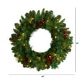 thumbnail image 2 of Nearly Natural 20" Frosted Pine Christmas Wreath w/ Berries & 35 Warm White LED, 2 of 5