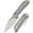 Bead Blasted Titanium, variant on Kansept Fenrir Folding Pocket Knife 3.48'' Damascus Blade,Shred Carbon Fiber Handle,K1034V1