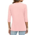 thumbnail image 4 of Fanxing Tshirts for Women 3/4 Sleeve Womens Tops Summer Tops Casual Loose Fit Workout Yoga Tunic T Shirts Pink (Women's X-Large), 4 of 6