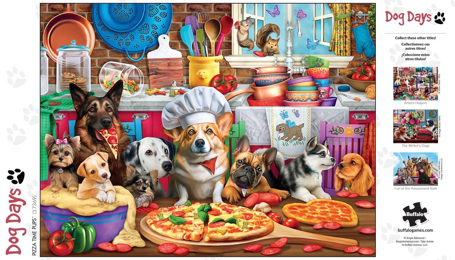 Buffalo Games - Le puzzle Dog Days - Pizza Time Pups - en 750 pièces