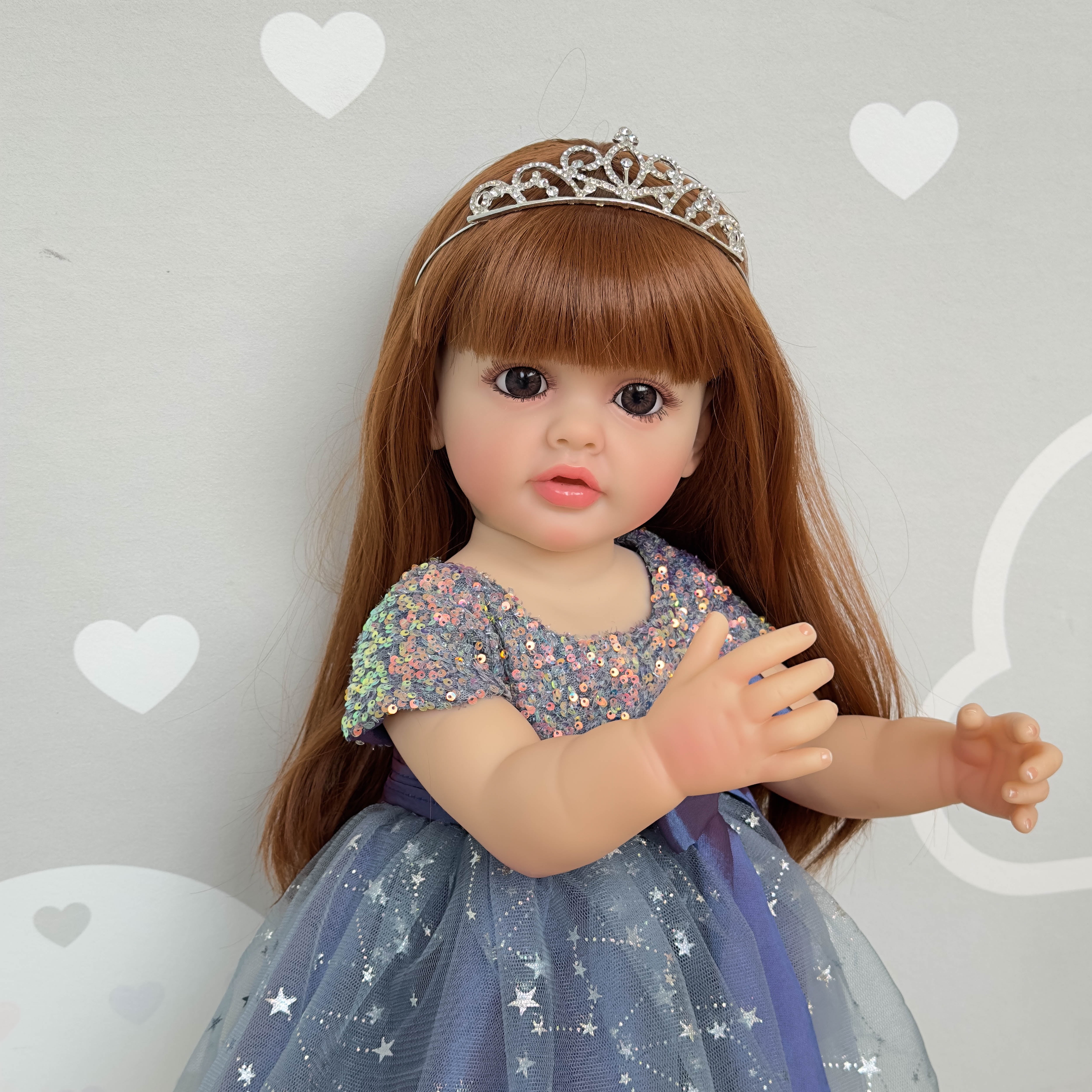 iCradle Lifelike Lovely Toddler Dolls Girl 22 Inch Realistic Beatiful Reborn Babies Soft Full Body with Wig Sheath Birthday Gift for Kids Age 3+