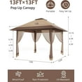 thumbnail image 5 of 13x13ft Pop Up Gazebo with Mosquito Net & Double Roof, Adjustable Height Pop Up Canopy, UV-Resistant Patio Canopy for Patio Backyard Garden, 5 of 7