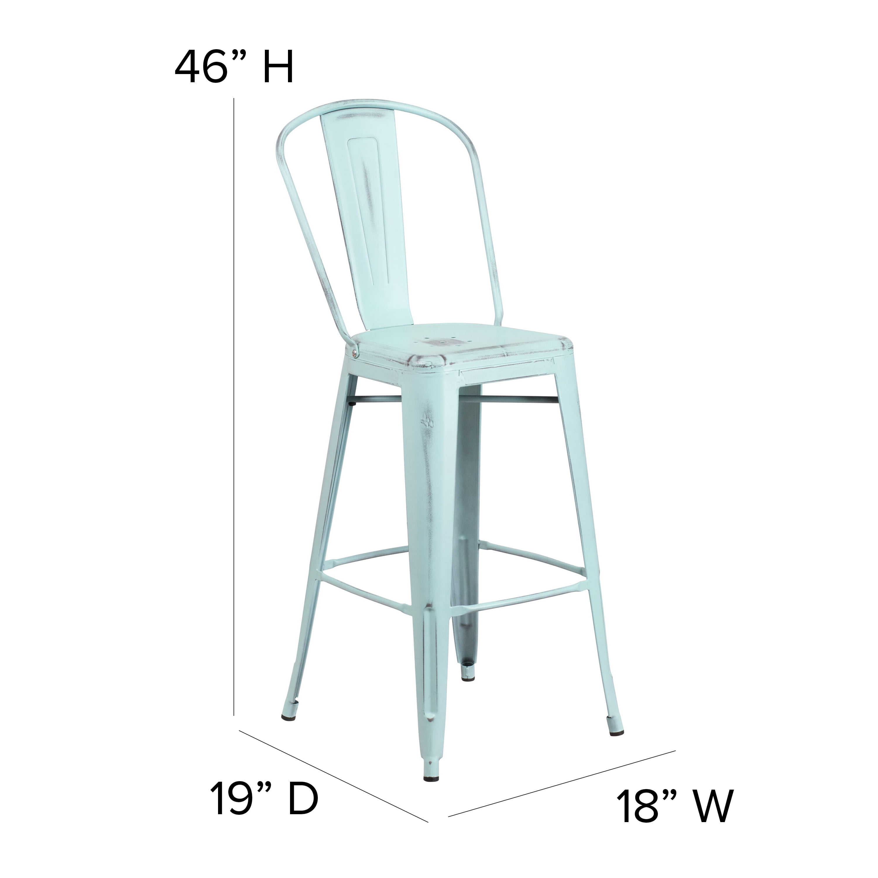 Flash Furniture Commercial Grade 30 High Distressed Copper Metal Indoor-Outdoor Barstool with Back 