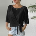 thumbnail image 2 of Abomasnow Women's Sheer Mesh See Through T Shirt 3/4 Length Sleeve Off Shoulder Tops Casual Beach Vocation Shirts, 2 of 6