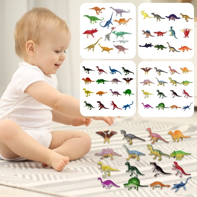 Lekihaqq Plastic Mini Dinosaur Figures Toddler Toy Dinosaurs Playset Educational Animal Action Figures Gift Party Favors Classroom Reward Decoration Boys Girls Multicolor