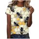 thumbnail image 1 of Blusas de Manga Corta para las Mujeres Cuello Redondo de Impresión de Verano, Top de Poliéster de Moda Casual para Toda la Temporada, 1 of 4