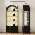 thumbnail image 2 of VKCC 70.8" Storage Cabinet with LED, Arched Glass Door & Drawers, Vintage Curio Display Bookcase for Living Room, Black & Brown, 2 of 8