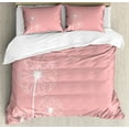 thumbnail image 1 of Dandelion Duvet Cover Set Queen Size, Sketch Style Blowballs on Wind Botanical Inspirations Growth Bloom Summer Garden, Decorative 3 Piece Bedding Set with 2 Pillow Shams, Coral White, by Ambesonne, 1 of 3