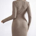 thumbnail image 7 of Ohufall Fall Winter Stretchy Rib Maternity Dress For Women, Wrap V Neck Adjustable Tie Postpartum Breastfeeding Outfit, 7 of 7