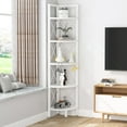 thumbnail image 2 of TribeSigns 5 Tiers Corner Shelf Bookshelf, Modern Small Corner Bookcase Plant Stand, White, 2 of 7