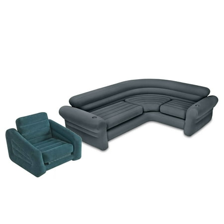 Intex Inflatable Corner Couch Sectional Sofa and Pull-Out Twin Air Bed (Best Camping Mattress Uk)