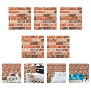 jojofuny 5Pcs Multi Color 3D Brick Pattern Wall Sticker for Living Room