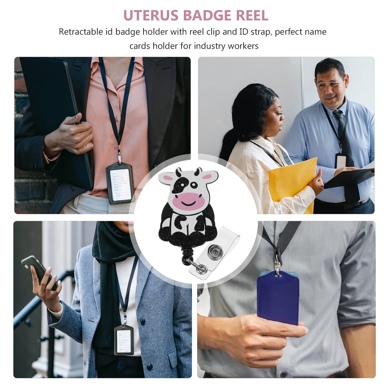 Badge Reel Retractable Badge Holder with Clip Cute Badge Clip Card Holders  for Office Home 
