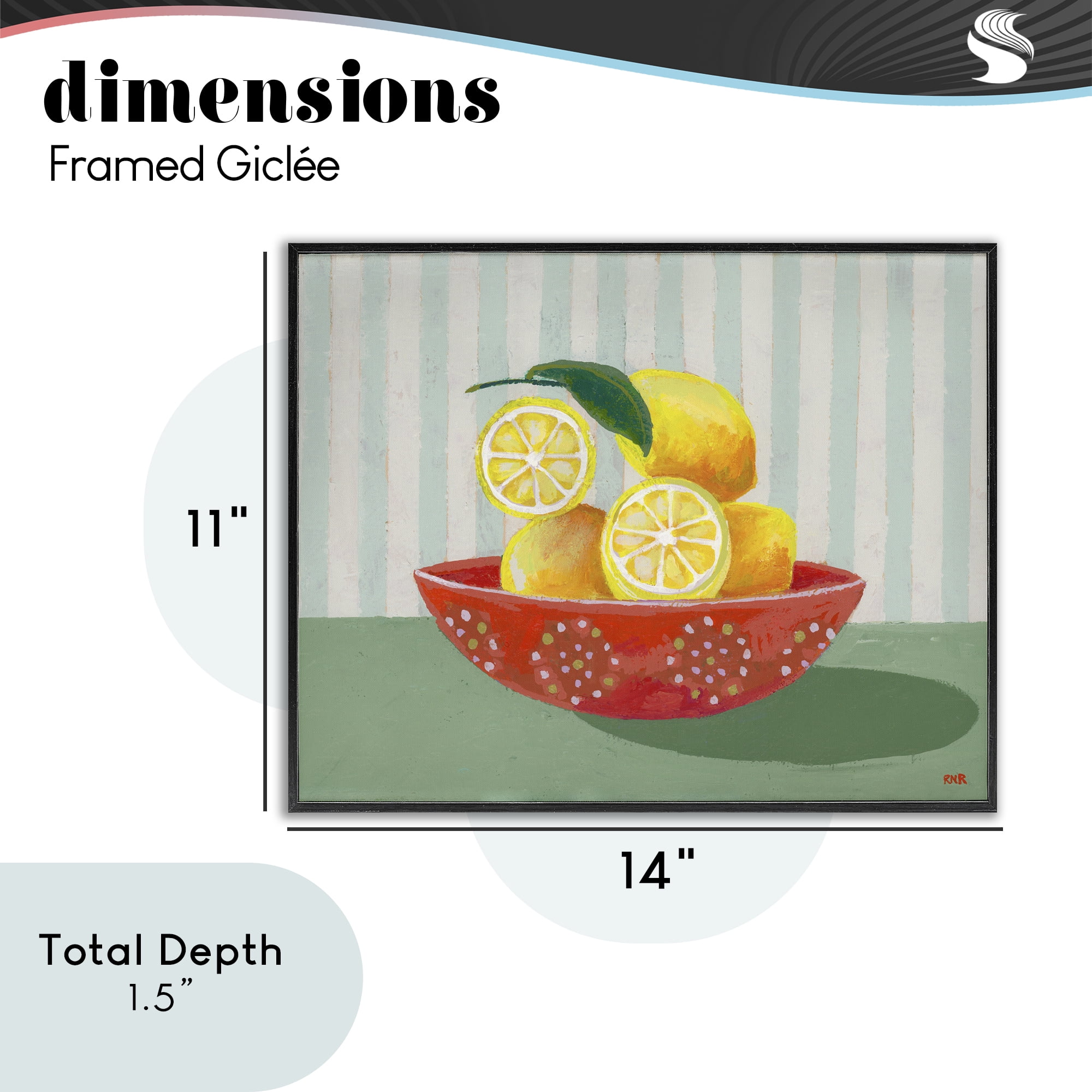 Stupell Industries Sunny Lemons in Red Bowl Black Framed Giclee Art, design by Rachael Reese