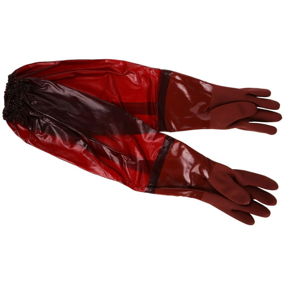 Pretyzoom High Voltage Electrical Insulated Long Rubber Gloves Brown 1 Pair For Electrician