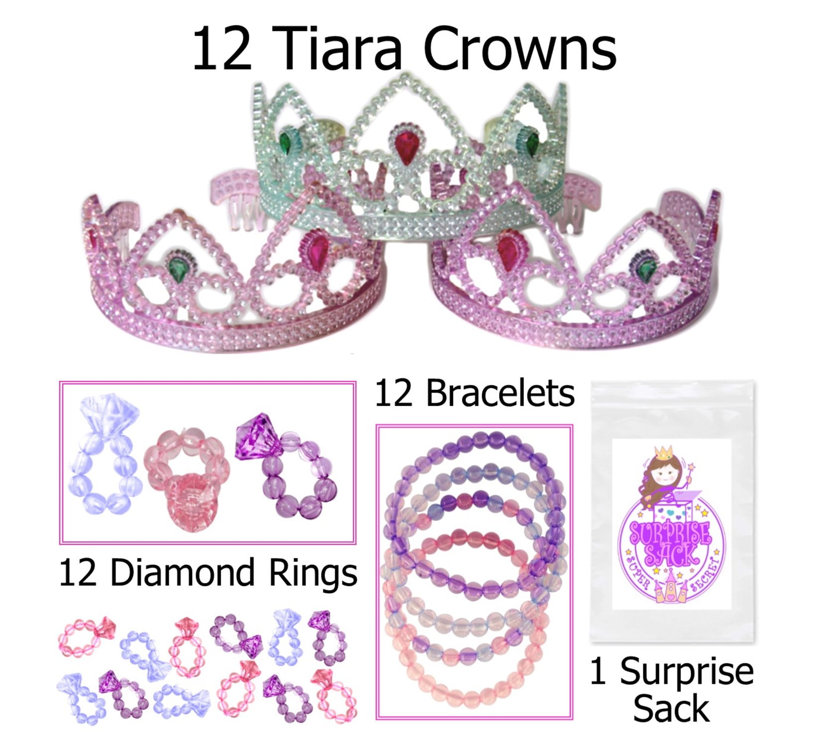 12 Foam Princess Tiara Assortment Girls Party Favors Decorate Your Own for sale online 