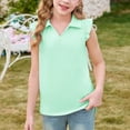thumbnail image 4 of Abcomgle Girls Golf Polo Shirts Size 5-6 V-Neck Ruffle Short Sleeve Girls Polo Shirt Quick Dry Athletic Tennis Girls Uniform Shirts, 4 of 6