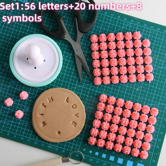 ARLUCKAT Custom Pottery Plastic Name Stamp Sets Letters Numbers Symbols Stamps kit