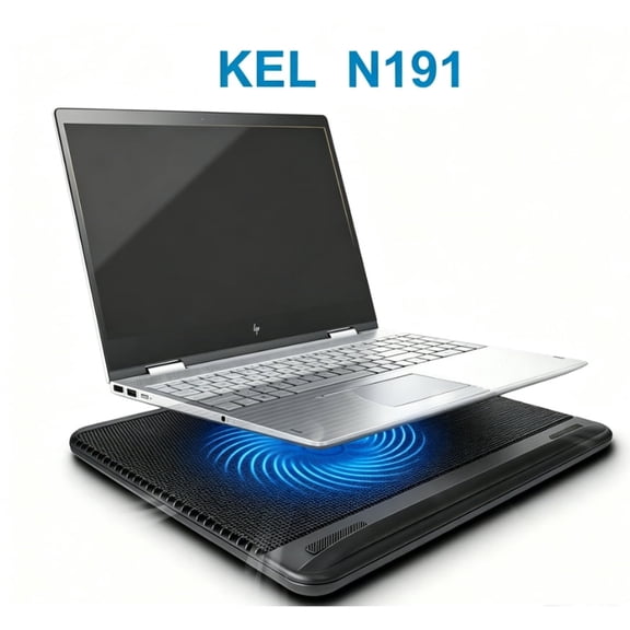 Silent Laptop Cooling Pad with 1 Quiet Big Fans, with Super Quiet Fan Ergonomic Stand USB Hub, for Preventing Overheating and Potential Performance Issues, N191, Black