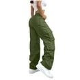 thumbnail image 4 of AINIYS Cargo Pants for Women Wide Leg Casual High Waist Button Baggy Elastic Drawstring Hiking Track Outs Sweatpants with Pockets Army Green XXXL, 4 of 8
