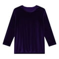 thumbnail image 5 of Ounisa Womens Velvet Tops Trendy Dressy Casual 3/4 Length Sleeve Round Neck Elegant Blouses, 5 of 7