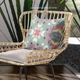 thumbnail image 2 of Amrita Sen Venetian Flower Paisley Duo Indoor/Outdoor Pillow with Removable Cover in Mint Pink16x16, 2 of 5