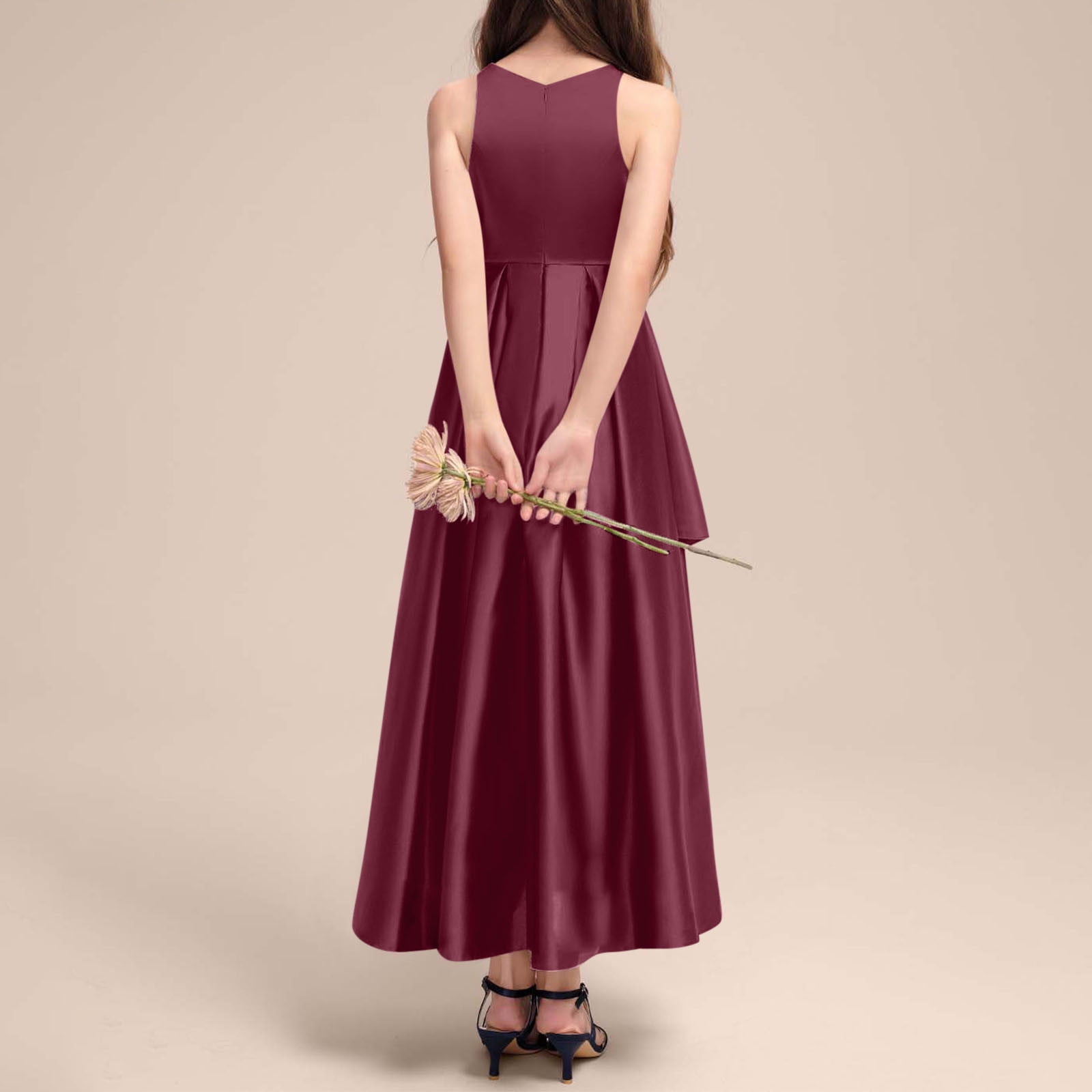 junior bridesmaid dresses wine color Wedtrend Burgundy A-Line Halter Floor-Length Junior Bridesmaid Dress With  Floral Lace Wedding Party Dress  WEDTREND