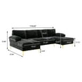 thumbnail image 6 of 110" U-Shaped Sectional Sofa, 4-Seater Modular Sofa Couch with Double Chaises, Velvet Accent Sofa with Golden Metal Legs & Armrest Pillows, for Living Room, Apartment and Office,Black, 6 of 9