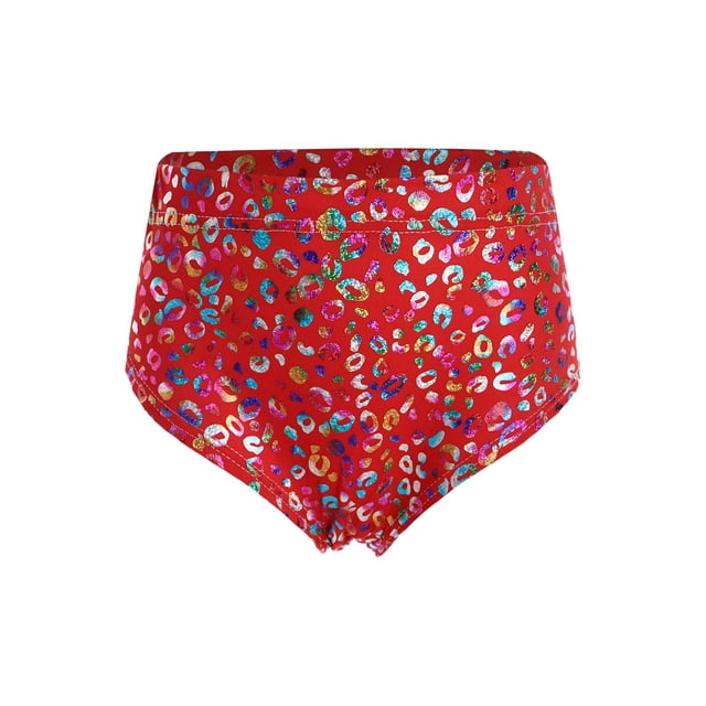 renvena Culottes Unisexes Enfants Garçons Filles Imprimé Léopard Métallique Cheerleading Danse Scène Rouge 100