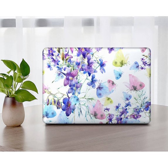 Hard Case Shell Cover for Newest MacBook Pro 13" with Touch ID Cable Tie Model: M1 A2338 A2289 A2251 A2159 A1989 A1706 A1708 (Flower 115)