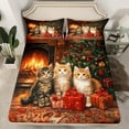 thumbnail image 2 of Feelyou Cat Kitten Animal Bed Sheets, Vintage Christmas Gifts King Sheets, Teen Kid Adult Sheet Set, Ultra Soft Home Decor, 4-Piece, 2 of 7