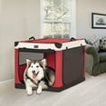 thumbnail image 4 of Petsfit 39.5 Inch Dog Kennel, Adjustable Fabric Cover by Spiral Iron Pipe, Chew Proof 3 Door Design, Soft Portable Dog Crate,Red, 4 of 9