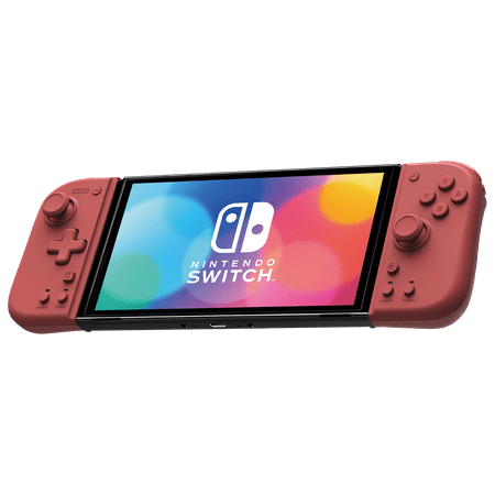 HORI Nintendo Switch and Nintendo Switch OLED Split Pad Compact Video Game Controller, Apricot Red