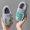 thumbnail image 6 of Otqutp Baby Home Slippers Dinosaur Indoor Shoes Girls Boys Slippers Warm Dinosaur House Cute Cozy Plush Winter Cotton House Slip Shoes(Gray,10-10.5 Years), 6 of 6