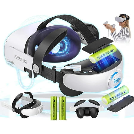 Battery Head Strap for Oculus Quest 2 - 5200mAh Battery Pack Elite Strap Replacement Accessories Extended 3hrs Playtime
