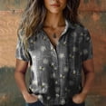 thumbnail image 3 of Womens Spring Summer Shirts Cotton Printed Fashion Casual Short Sleeve Shirts for Women, 3 of 3