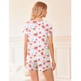 thumbnail image 3 of Ensemble de Pyjama 2 Pcs pour Femmes Manches Courtes Vêtements de Nuit Doux Col Rond Ensemble de Shorts Imprimés avec Poches P-TTG, 3 of 5