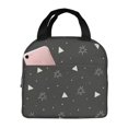 thumbnail image 2 of Black Geometric Star Pattern Lunch Bag Thick Aluminum Foil Tote Cooler for Women Office Picnic Gift, 2 of 7