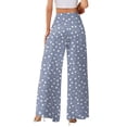 thumbnail image 5 of Wide Leg Pants Women Casual Flower Print Elastic Waist Palazzo Pant for Women Dressy Long Trousers with Pockets, 5 of 6